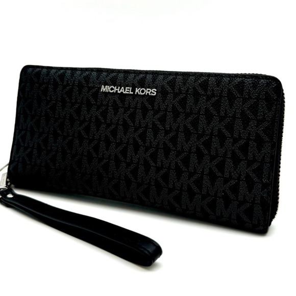 Michael Kors Large Continental Wallet Black Signature - Picture 1 of 9